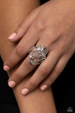 What ROSE Around - Silver Ring - Paparazzi Accessories Ring Bedazzle Me Pretty Mobile Fashion Boutique