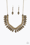 When The Hunter Becomes The Hunted - Brass Necklace - Paparazzi Accessories Necklace Bedazzle Me Pretty Mobile Fashion Boutique