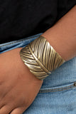 Where Theres a QUILL, Theres a Way - Brass Bracelet - Paparazzi Accessories Bracelet Bedazzle Me Pretty Mobile Fashion Boutique