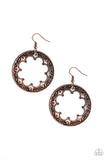 Whimsical Wheelhouse - Copper Earrings - Paparazzi Accessories Earrings Bedazzle Me Pretty Mobile Fashion Boutique