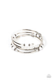 Whimsically Whirly - White Bracelet - Paparazzi Accessories Bracelet Bedazzle Me Pretty Mobile Fashion Boutique
