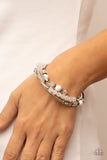Whimsically Whirly - White Bracelet - Paparazzi Accessories Bracelet Bedazzle Me Pretty Mobile Fashion Boutique