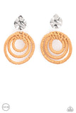 Whimsically Wicker - Brown Clip-On Earrings - Paparazzi Accessories Clip-On Earrings Bedazzle Me Pretty Mobile Fashion Boutique