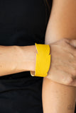 Whimsically Winging It - Yellow Bracelet - Paparazzi Accessories Bracelet Bedazzle Me Pretty Mobile Fashion Boutique