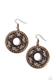 Whirly Whirlpool - Copper Earrings - Paparazzi Accessories Earrings Bedazzle Me Pretty Mobile Fashion Boutique