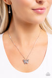 Whispering Wings - White Necklace - Paparazzi Accessories Necklace Bedazzle Me Pretty Mobile Fashion Boutique