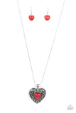 Wholeheartedly Whimsical - Red Necklace - Paparazzi Accessories Necklace Bedazzle Me Pretty Mobile Fashion Boutique
