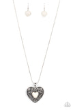 Wholeheartedly Whimsical - White Necklace - Paparazzi Accessories Necklace Bedazzle Me Pretty Mobile Fashion Boutique