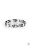 Wild West Story - White Bracelet - Paparazzi Accessories Bracelet Bedazzle Me Pretty Mobile Fashion Boutique