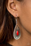 Wild Wilderness - Red Earrings - Paparazzi Accessories Earrings Bedazzle Me Pretty Mobile Fashion Boutique
