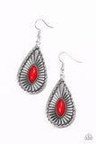 Wild Wilderness - Red Earrings - Paparazzi Accessories Earrings Bedazzle Me Pretty Mobile Fashion Boutique
