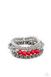 Wildland Wanderer - Red Bracelet - Paparazzi Accessories Bracelet Bedazzle Me Pretty Mobile Fashion Boutique