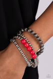 Wildland Wanderer - Red Bracelet - Paparazzi Accessories Bracelet Bedazzle Me Pretty Mobile Fashion Boutique