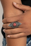 Wildly Wallflower - Red Ring - Paparazzi Accessories Ring Bedazzle Me Pretty Mobile Fashion Boutique