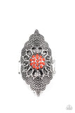 Wildly Wallflower - Red Ring - Paparazzi Accessories Ring Bedazzle Me Pretty Mobile Fashion Boutique