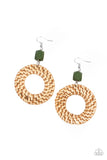 Wildly Wicker - Green Earrings - Paparazzi Accessories Earrings Bedazzle Me Pretty Mobile Fashion Boutique