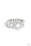 Will FLOWER - White Ring - Paparazzi Accessories Ring Bedazzle Me Pretty Mobile Fashion Boutique