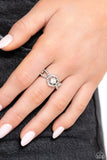Will FLOWER - White Ring - Paparazzi Accessories Ring Bedazzle Me Pretty Mobile Fashion Boutique