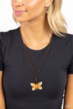 Winged Wanderer - Orange Necklace - Paparazzi Accessories Necklace Bedazzle Me Pretty Mobile Fashion Boutique