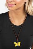Winged Wanderer - Yellow Necklace - Paparazzi Accessories Necklace Bedazzle Me Pretty Mobile Fashion Boutique