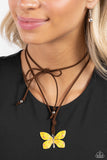 Winged Wanderer - Yellow Necklace - Paparazzi Accessories Necklace Bedazzle Me Pretty Mobile Fashion Boutique