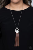 Winslow Wanderer - White Necklace - Paparazzi Accessories Necklace Bedazzle Me Pretty Mobile Fashion Boutique