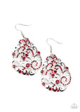 Winter Garden - Red Earrings - Paparazzi Accessories Earrings Bedazzle Me Pretty Mobile Fashion Boutique