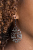 Wisteria Histeria - Black Earrings - Paparazzi Accessories Earrings Bedazzle Me Pretty Mobile Fashion Boutique