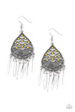 Wolf Den - Yellow Earrings - Paparazzi Accessories Earrings Bedazzle Me Pretty Mobile Fashion Boutique