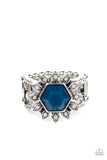 Wonderfully Wallflower - Blue Ring - Paparazzi Accessories Ring Bedazzle Me Pretty Mobile Fashion Boutique