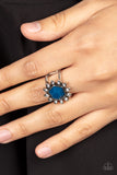 Wonderfully Wallflower - Blue Ring - Paparazzi Accessories Ring Bedazzle Me Pretty Mobile Fashion Boutique