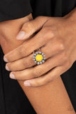 Wonderfully Wallflower - Yellow Ring - Paparazzi Accessories Ring Bedazzle Me Pretty Mobile Fashion Boutique