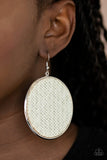 Wonderfully Woven - White Earrings - Paparazzi Accessories Earrings Bedazzle Me Pretty Mobile Fashion Boutique