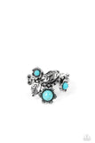 Wonderland Wildflower - Blue Ring - Paparazzi Accessories Ring Bedazzle Me Pretty Mobile Fashion Boutique
