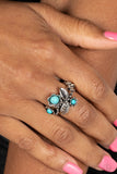 Wonderland Wildflower - Blue Ring - Paparazzi Accessories Ring Bedazzle Me Pretty Mobile Fashion Boutique