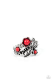 Wonderland Wildflower - Red Ring - Paparazzi Accessories Ring Bedazzle Me Pretty Mobile Fashion Boutique