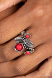 Wonderland Wildflower - Red Ring - Paparazzi Accessories Ring Bedazzle Me Pretty Mobile Fashion Boutique