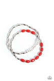 WOOD Luck - Red Bracelet - Paparazzi Accessories Bracelet Bedazzle Me Pretty Mobile Fashion Boutique