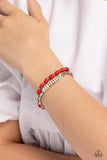WOOD Luck - Red Bracelet - Paparazzi Accessories Bracelet Bedazzle Me Pretty Mobile Fashion Boutique