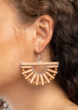 Wooden Wonderland - Brown Earrings - Paparazzi Accessories Earrings Bedazzle Me Pretty Mobile Fashion Boutique