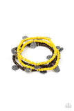 WOODnt Count It - Yellow Bracelet - Paparazzi Accessories Bracelet Bedazzle Me Pretty Mobile Fashion Boutique