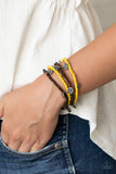 WOODnt Count It - Yellow Bracelet - Paparazzi Accessories Bracelet Bedazzle Me Pretty Mobile Fashion Boutique
