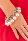 Word On Wall Street - White Bracelet - Paparazzi Accessories Bracelet Bedazzle Me Pretty Mobile Fashion Boutique