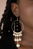 Working The Room - Gold Earrings - Paparazzi Accessories Earrings Bedazzle Me Pretty Mobile Fashion Boutique