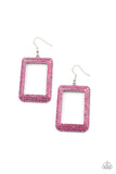 World FRAME-ous - Pink Earrings - Paparazzi Accessories Earrings Bedazzle Me Pretty Mobile Fashion Boutique
