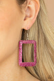 World FRAME-ous - Pink Earrings - Paparazzi Accessories Earrings Bedazzle Me Pretty Mobile Fashion Boutique