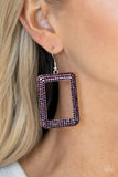 World FRAME-ous - Purple Earrings - Paparazzi Accessories Earrings FS-Bedazzle Me Pretty Mobile Fashion Boutique