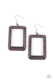 World FRAME-ous - Purple Earrings - Paparazzi Accessories Earrings FS-Bedazzle Me Pretty Mobile Fashion Boutique