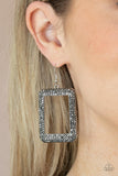 World FRAME-ous - Silver Earrings - Paparazzi Accessories Earrings Bedazzle Me Pretty Mobile Fashion Boutique