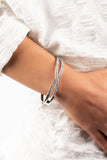 Woven in Wealth - White Bracelet - Paparazzi Accessories Bracelet Bedazzle Me Pretty Mobile Fashion Boutique
